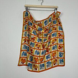 Vintage Floral Scarf Orange Square Hand Rolled
